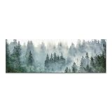 Wunderschönes Leinwandbild Wald Panorama 150x50cm – Ein einzigartiges Foto – Nebelstimmung - als Wandbild. Eine schöne Wanddeko für Wohnzimmer & Schlafzimmer. Aufgespannt auf Holzrahmen