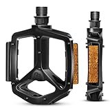 COICER Pedale Fahrrad mit Reflektierenden Streifen, Fahrradpedale rutschfest für MTB aus Aluminium, Ultraleichte Flat Pedale Mountainbike, 9/16 Zoll Bike Pedals für Rennrad, Ebike, Stadtrad