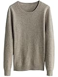 Chanyarn Damen 100% Merinowolle Pullover Rundhals 2025 Herbst Winter Warmer Weicher Leichter Langarm Strickpullover (Kamel,M)