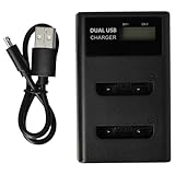 vhbw Dual USB Ladegerät kompatibel mit Agfa/Agfaphoto Optima 1, 105, 200, 102, 100, 103, 145, 104 Kamera/Akku - Ladeschale mit Display, 4,2 V