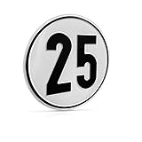 Betriebsausstattung24 Geschwindigkeitsschild - 25 km/h - Aluminium - Rund - 25 km/h - Maße: Ø 20,0 cm - Für Kraftfahrzeuge und Anhänger