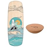 F2 Set Balance Board Pill 86x30cm mit Kork Halbkugel - Gleichgewichts Trainer für Kinder und Erwachsene, Surf Balance Board Zubehör für Yoga, Faszien, Koordination & Fitnesstraining