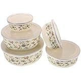 OSALADI Emaille Schüssel Mit Deckel 5Er Set Frischhaltedose Rührschüsseln Für Küche Suppenschüssel Obstschale Stapelbar 4 Zoll