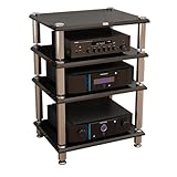 STCERY Design HiFi Rack aus Holz & Stahl, Etagen Stereo-Komponenten-Rack/Schrank, 1/1/3/4-stufiger AV-Medienständer, HiFi-Rack-Ständerschrank, für Wohnzimmer Büro(83cm/32.7in)
