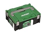 HiKOKI Transportkoffer HSC II (Universelle Aufbewahrung und Transport von Zubehör und Werkzeug, stapelbar, Grün-Schwarz, inkl. Schaumstoffeinlagen, 295x395x158mm)