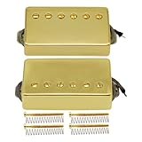 FLEOR Alnico5 Gitarren-Humbucker-Tonabnehmer-Set Goldene Steg- und Hals-Tonabnehmer Kompatibel mit Gitarrenparts im LP-Stil