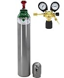Argon Gasflasche Schutzgasflasche Argon 8L mit Druckminderer Argon - Gefüllte Argon-Flasche 200 Bar + Druckminderer Ar/CO2-10 BestSchweissen.de für TIG MIG MAG Schweißen