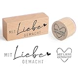 BOOMTOP 2Pcs Stempel Holz Mit Liebe Gemacht Holzstempel Rund Rechteck Handmade with Love Motivstempel Holz Stempelset für Kartenherstellung Geschenkanhänger Scrapbooking