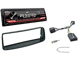 NIQ Autoradio Einbauset geeignet für Peugeot 206 inkl. JVC KD-X272DBT (DAB+), Lenkrad Fernbedienung Adapter & Blende in Schwarz