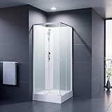 Duschmeister Komplettdusche Fertigdusche Astoria 80 cm, 195 cm hoch Duschkabine Eckdusche Eckeinstieg mit vier Wänden rundum geschlossen komplett Dusche