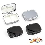 4 Stück pillendose metall,tablettenbox 2 fächer，pillendose klein für unterwegs，medikamentenbox，pillendose klein,pillendose edelstahl