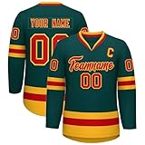 Eishockey-Trikot Personalisierbar Hockey Trikots mit Ihrem Namen/Team/Nummer/Logo Bekleidung für Hockey-Fans Custom Hockey Jersey Eishockey Trikot Sports Uniform Atmungsaktiv Shirt,Dark Green