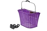 Fahrradkorb Rattan-Look – Retro Einkaufskorb für City- & Hollandrad – Mit EasyKlick-Halterung – Schnelle Montage (Lila)