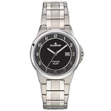 Dugena Herren-Armbanduhr 4460917 Gent Solar, Quarz, Solarbetrieb, schwarzes Zifferblatt, Titangehäuse, Saphirglas, Titanarmband, Drückerfaltschließe, 5 bar