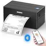 MUNBYN DHL Etikettendrucker Bluetooth, Label Printer 4x6 Versandetiketten Drucker, Thermodrucker Labeldrucker für Shopify, Ebay, Etsy, DHL, DPD, GLS, UPS, mit 25 Etiketten, Ohne Tinte, 130B Schwarz