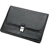 ALASSIO 41021 - Collegemappe TISSANO A4, Konferenzmappe aus Nappaleder, Dokumentenmappe in schwarz, Aktenmappe abschließbar, Konferenztasche mit großem Hauptfach, Mappe ca. 28 x 39 x 2 cm