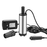 Wiltec Mini Pumpe 12-15 l/min 8500 U/min 12 V, 16 mm Auslass, Tauchpumpe für Wasser und Dieselöl, zum Ablassen von Flüssigkeit, Entwässerung, Umpumpen