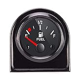 Gebildet Kraftstoffstandsanzeige, 2" 52mm E-1/2-F-Zeiger Universal Kraftstofftankanzeige mit LED Hintergrundbeleuchtung für Auto, Wohnmobil, Yacht, Boot, Motorrad