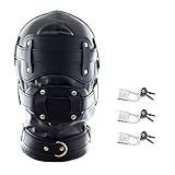 Roluck Bondage Maske mit Dildo Mund Gag 3 Schloss Einstellbar SM Kopfmaske für Paar Fetisch Sexspielzeug (L)