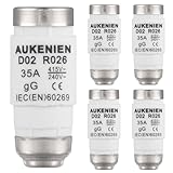 AUKENIEN Neozed Sicherung 35A D02 E18 400VAC Spirale Keramik Sicherungen 35 Ampere Schmelzsicherung NEOZED Sicherungseinsatz (5Stück)
