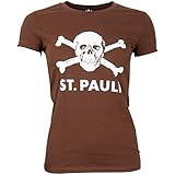 FC St. Pauli Damen Girly T-Shirt Totenkopf groß braun (S)
