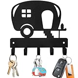 Domemit Camping Deko Wohnwagen Organizer, Camper Schlüsselbrett Schlüsselhalter Wand Ohne Bohren Selbstklebend oder Bohren, Wohnwagen Zubehör Gadgets Innen Wohnmobil Geschenke - Schwarz