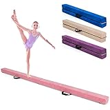 DREAMADE Schwebebalken Kinder, Balance Balken Turnen, Schwebebalken klappbar, Balance Beam, Gymnastikbalken Übungsbalken Balken für Turnen Kinder, Holz, 210 x 10 x 6.5cm (Pink)