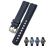 AXPTI 20 mm 21 mm 22 mm Hohe Qualität Fluorous Gummi Silikon Uhrenarmband Gürtel Fit Für Omega New Seamaster 300 Schwarz Blau Weiches Armband, 21 mm, Achat