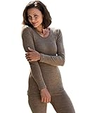Engel Damen Unterhemd Langarm, 3 Farben, Gr. 34-48 (42/44, Walnuss)