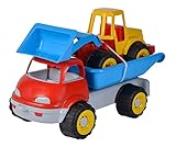 LKW Kipper mit Bagger, Sandspielzeug, 29cm/36cm, Reifen Softmaterial, ab 10 Monate