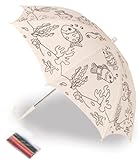 Geschenke mit Namen Kinderschirm zum Bemalen, inklusive wasserfeste Stifte, ca. 69 cm Durchmesser