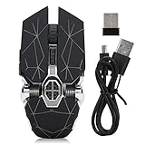 ASHATA Gaming Mouse, kabellose wiederaufladbare Gaming Mouse Mute Wassergekühlte leuchtende mechanische Maus, für Notebook PC Laptop Computer Windows/Android Tablet/Microsoft(Stern Schwarz)