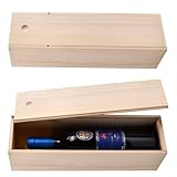 Kaslaider Weinbox Geschenkbox aus Holz, Einzelne Weinflasche Verpackung Aufbewahrung Box mit Schiebedeckel, Weinkiste Holzkiste für Weinflaschen für Jubiläum Hochzeit Einweihungsparty Geburtstag