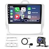 2GB 32GB Android Autoradio für Ford Focus 2004-2011 Radio Carplay Android Auto Mirror Link, 9 Zoll Touchscreen GPS Navigation Bluetooth WiFi FM RDS HiFi SWC, Rückfahrkamera Radio 2 Din für Ford Focus