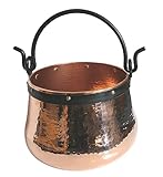 Dr. Richter Kupferkessel 10L mit schmiedeeisernem Henkel | blankes Kupfer | robuste Ausführung | 10 Liter