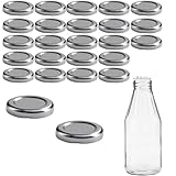 mikken 25 Deckel TO43 4,5 cm für Glasflasche Twist-Off Ersatzdeckel Schraubdeckel für Milchflaschen und Saftflaschen Farbe silber