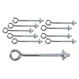 SISI UK M6 x 100 mm Ringschrauben mit Muttern und Unterlegscheiben. Starke Draht-/Maschendrahtzaun-Stütze. Edelstahl-Ringschrauben zum Heben mit Mutter, Unterlegscheibe, Ringschrauben mit metrischem