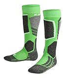 FALKE Unisex Kinder Skisocken SK2, Wolle, 1 Paar, Grün (Vivid Green 7231), 35-38
