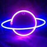 Hangrow Neon-Planet, LED-Schilder für die Wanddekoration, USB-Lade-/Batterie-Ladegerät, Nachtlicht, Planet für Wand, Neonschild, Buchstaben, Wandleuchten