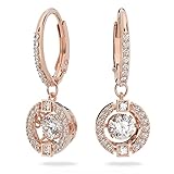 Swarovski Sparkling Dance Ohrringe, Rosé Vergoldete Kreolen mit Funkelndem Weißen Kristallelement und Klarem Kristallpavé