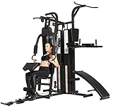 Dione HG5 - Fitnessstation - Multi-Gym - Krafstation mit Boxsack - Einschließlich 65 kg Gewichte - Erweiterbar auf 100 kg - Homegym