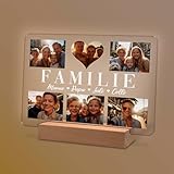 Yuweli® Geschenke für Familie personalisierte Nachtlampe mit Foto und Namen als Geschenk für Mama zum Geburtstag