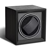 Bluvizo Uhrenbeweger 1 Uhr Automatik Uhrenaufzug: Watch Winder Schwarzer Walnussmaserung Uhrenbeweger für Herren- und Damen-Mechanische Uhr mit leisem Motor, USB