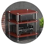High End HiFi-Audio-Schrank mit stoßdämpfenden Füßen für Plattenspieler und Endstufe, brauner 3-stöckiger Ständer