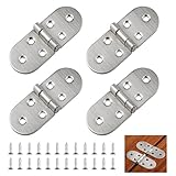 4 Stück 180 Grad Scharniere Klappbar Runde Klappscharnier Edelstahl Klappenscharnier Mini MöBelscharnier Aufschraubscharnier für Klapptisch, Schrank, Garderobe, Holzkiste, Möbel, Nähmaschinen(Silber)