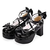 BB BEROBELLO FASHION IS AN ATTITUDE Japanische Lolita Party Schuhe Plateau Heels Riemchen Damen Pumps, Schwarz, 40 EU