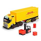 Dickie Toys Volvo DHL Truck FH16 (35 cm) - Spielzeug LKW mit Gabelstapler, Licht & Sound - Großes Kinder LKW Spielzeug ab 3 Jahre, Post-Transporter inkl. Batterien & Zubehör - 203747018