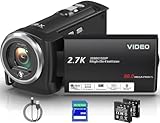 Delmodes Videokamera 2.7K 56MP Camcorder 16X Digitalzoom Vlogging Camera mit LED-Fülllicht für YouTube, 2.8" LCD Bildschirm Camcorder mit 32 GB SD-Karte, 2 Batterien