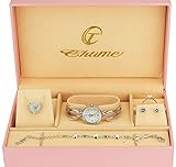 Geschenkset Damen Armbanduhr Silber- Schmuck Set- Halskette-Ring- Ohrringe - Armband