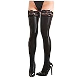 Vielretude Leder Overknee Strümpfe Sexy Wetlook Latex Stocking mit Spitze Sexy Frauen Knie Strümpfe